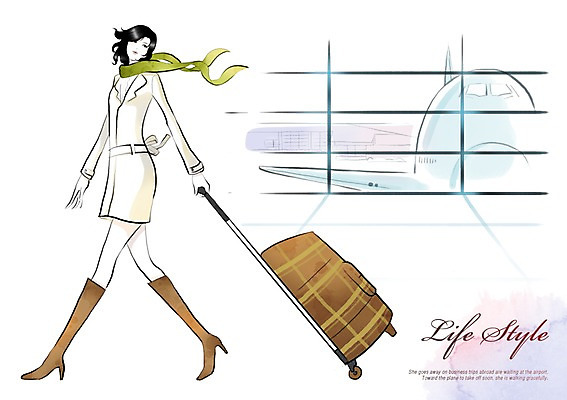 전신 PSD 우먼라이프 라이프스타일 여자 여행 일러스트 창문 비행기 한명 서기 사람 라이프 캐리어 여행가방 공항 여자만 여자한명만 국내일러스트 1 가방 항공교통 교통시설 모션 대중교통 생활 파일형식