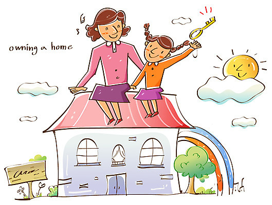 EPS 나무 구름 여자 40대 무지개 일러스트 모녀 엄마 지붕 열쇠 부동산 주택 미소 웃음 사람 두명 10대 금융 경제 태양 팻말 재산 재테크 여자만 국내일러스트 자연요소 식물 딸 중년 가족 청소년 프레임 표정 건물 파일형식 벡터