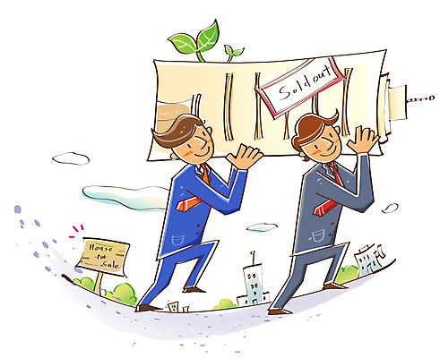 EPS 남자 40대 일러스트 부동산 주택 미소 웃음 사람 두명 건물 30대 금융 경제 새싹 팻말 직장인 운반 재산 재테크 중개업자 남자만 성인남자만 성인만 국내일러스트 식물 직업 건축물 중년 프레임 표정 장년 경영자 파일형식 벡터