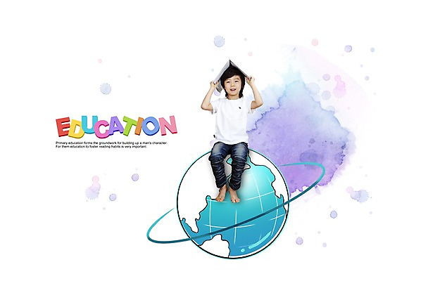 PSD 편집 편집이미지 학생 교육 어린이 한명 사람 앉기 소년 책 지구본 남자만 남자한명만 어린이만 소년만 소년한명만 이미지편집 1 남자 모션 파일형식