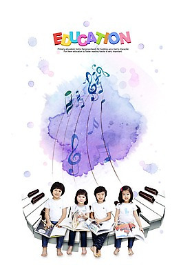 PSD 편집 편집이미지 학생 교육 어린이 악기 음표 미소 웃음 사람 앉기 소녀 소년 여러명 책 피아노건반 건반 피아노 건반악기 어린이만 이미지편집 기호 여자 남자 음악 다수 모션 표정 파일형식