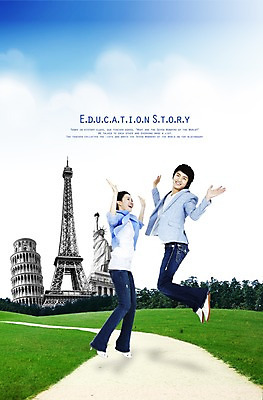 PSD 나무 편집 편집이미지 학생 여자 교육 남자 길 대학생 하늘 미소 웃음 사람 잔디 두명 점프 에펠탑 피사의사탑 자유의여신상 이미지편집 식물 모션 표정 미국 이탈리아 세계문화유산 파리 랜드마크 파일형식