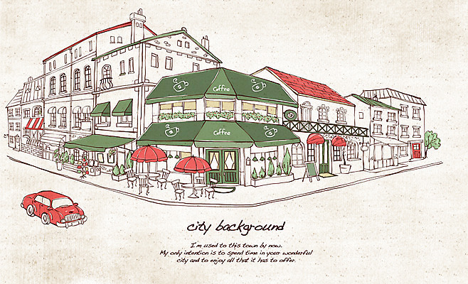 PSD 나무 유럽 길 선 여행 백그라운드 일러스트 자동차 지붕 거리 주택 풍경 사람없음 건물 관광지 칠판 카페 도시 파라솔 표지판 복고 손그림 노천카페 복잡 국내일러스트 식물 건축물 나라 육상교통 컨셉 알림판 상점 파일형식