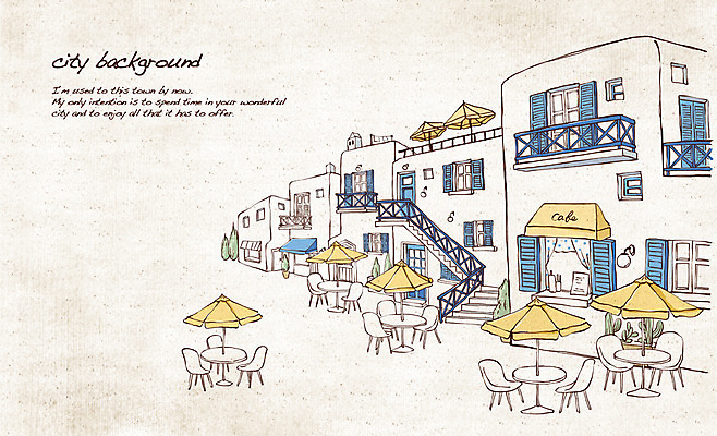PSD 나무 유럽 선 여행 백그라운드 일러스트 탁자 지붕 거리 풍경 사람없음 건물 관광지 계단 카페 도시 파라솔 그리스 복고 손그림 노천카페 복잡 국내일러스트 식물 건축물 나라 가구 컨셉 상점 파일형식
