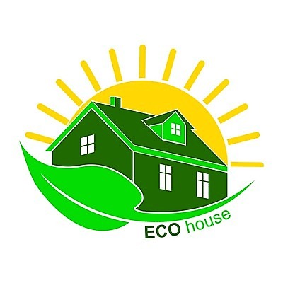 EPS 해외이미지 잎 일러스트 주택 사람없음 태양 심볼 해외202105 해외일러스트 자연요소 식물 건물 파일형식 벡터