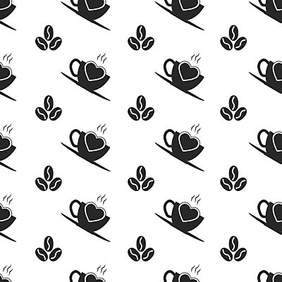 EPS 해외이미지 디자인 백그라운드 패턴 일러스트 사람없음 원두 패턴백그라운드 하트 커피잔 컵받침 해외202105 해외일러스트 모양 커피 무늬 잔 받침대 파일형식 벡터