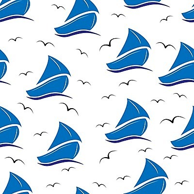 EPS 해외이미지 디자인 백그라운드 패턴 일러스트 갈매기 사람없음 파란색 패턴백그라운드 선박 해외202105 해외일러스트 컬러 수상교통 무늬 조류 파일형식 벡터