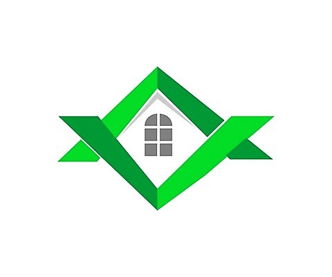 EPS 해외이미지 일러스트 지붕 주택 사람없음 초록색 심볼 교차 해외202105 해외일러스트 컬러 건물 파일형식 벡터