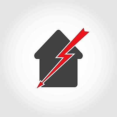 EPS 해외이미지 화살표 일러스트 주택 사람없음 심볼 번개모양 집값인하 집값하락 해외202105 해외일러스트 모양 건물 번개 하락 집값 인하 파일형식 벡터