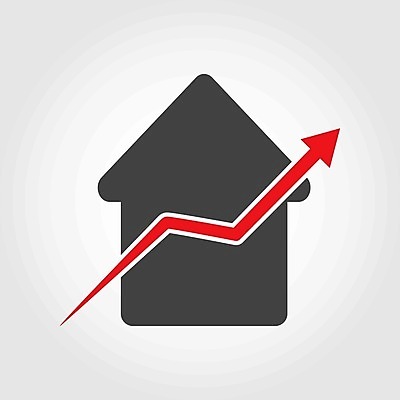 EPS 해외이미지 화살표 일러스트 주택 사람없음 심볼 집값 집값상승 해외202105 해외일러스트 부동산 건물 상승 파일형식 벡터