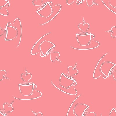 EPS 해외이미지 디자인 커피 분홍색 백그라운드 패턴 일러스트 사람없음 패턴백그라운드 하트 컵받침 라인아트 해외202105 해외일러스트 모양 음료 선 컬러 무늬 받침대 파일형식 벡터