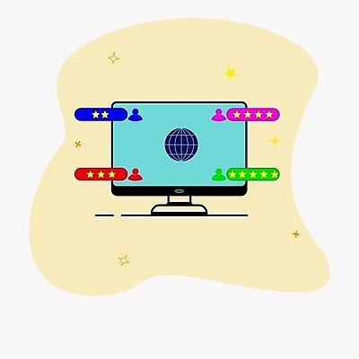 EPS 해외이미지 템플릿 디자인 백그라운드 일러스트 대화 그래픽 세로 컴퓨터 모니터 공백 심볼 사인 멀리 온라인 인터랙티브 해외202105 해외일러스트 말하기 전자제품 파일형식 벡터