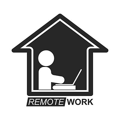 EPS 해외이미지 일러스트 주택 사람모양 사람없음 노트북 검은색 업무 심볼 재택근무 해외202105 해외일러스트 모양 컬러 비즈니스 건물 전자제품 작업 파일형식 벡터