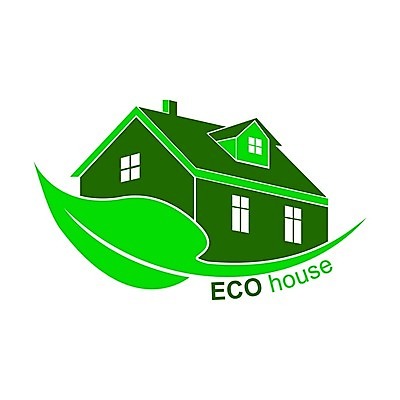 EPS 해외이미지 잎 일러스트 주택 사람없음 초록색 심볼 에코 친환경 해외202105 해외일러스트 식물 컬러 건물 환경 파일형식 벡터