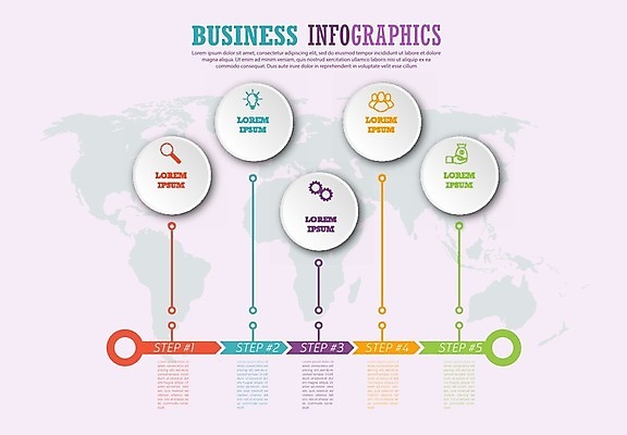 EPS 해외이미지 세계지도 일러스트 비즈니스 전구 돋보기 사람모양 사람없음 그래픽 자료 인포그래픽 원형 돈자루 톱니바퀴 손모양 단계 순서 해외202105 해외일러스트 모양 도형 지도 돈 세계 파일형식 벡터 손_신체부위