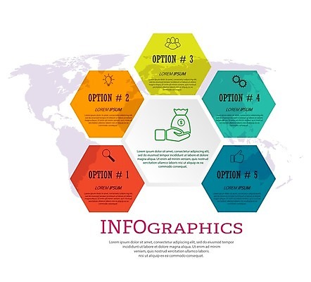 EPS 해외이미지 디자인 세계지도 일러스트 비즈니스 전구 돋보기 들기 사람없음 인포그래픽 정보 최고 돈자루 톱니바퀴 손모양 육각형 전구모양 해외202105 해외일러스트 모양 도형 지도 돈 모션 세계 파일형식 벡터 손_신체부위