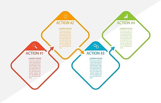 EPS 해외이미지 화살표 일러스트 비즈니스 사람없음 그래픽 자료 인포그래픽 계획 마름모 단계 순서 해외202105 해외일러스트 도형 컨셉 파일형식 벡터