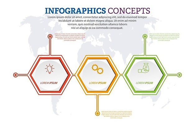 EPS 해외이미지 세계지도 일러스트 비즈니스 전구 사람없음 그래픽 자료 인포그래픽 돈자루 톱니바퀴 손모양 육각형 해외202105 해외일러스트 모양 도형 지도 돈 세계 파일형식 벡터 손_신체부위