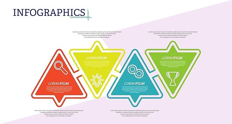 EPS 해외이미지 일러스트 비즈니스 전구 돋보기 사람없음 그래픽 자료 인포그래픽 삼각형 계획 트로피 톱니바퀴 단계 순서 해외202105 해외일러스트 도형 컨셉 상_우승 파일형식 벡터