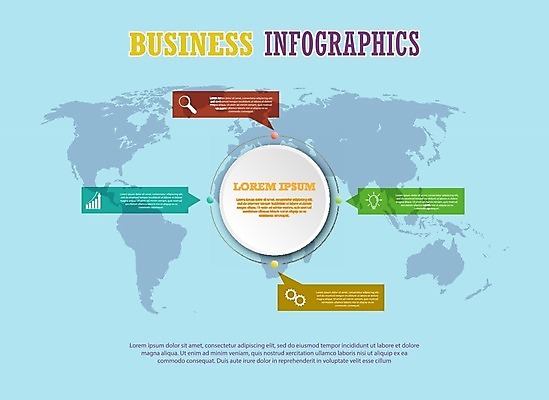 EPS 해외이미지 디자인 세계지도 일러스트 비즈니스 돋보기 그래프 사람없음 인포그래픽 정보 원형 연결 톱니바퀴 전구모양 해외202105 해외일러스트 모양 도형 지도 전구 세계 파일형식 벡터
