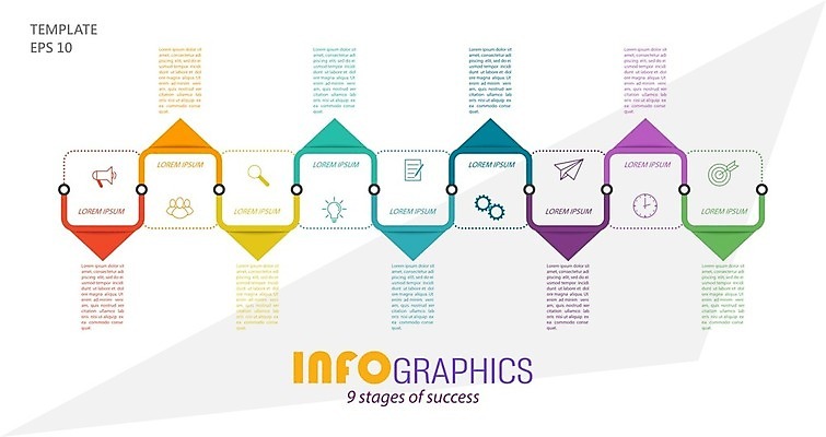 EPS 해외이미지 시계 일러스트 비즈니스 전구 돋보기 사람모양 사람없음 그래픽 자료 확성기 인포그래픽 다트판 종이비행기 톱니바퀴 문서 정사각형 단계 무지개색 순서 해외202105 해외일러스트 모양 도형 컬러풀 다트 종이접기 파일형식 벡터