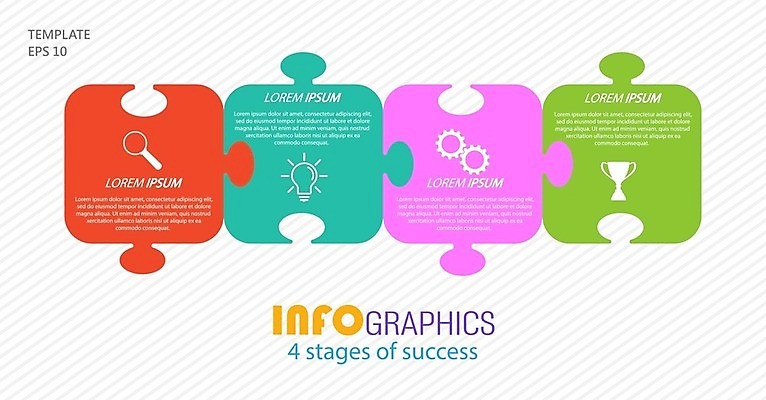 EPS 해외이미지 일러스트 비즈니스 전구 돋보기 사람없음 그래픽 자료 인포그래픽 트로피 톱니바퀴 퍼즐조각 해외202105 해외일러스트 조각 퍼즐 상_우승 파일형식 벡터
