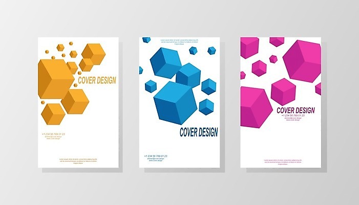 EPS 해외이미지 세로배너 분홍색 일러스트 사람없음 파란색 노란색 큐브 입체 정사각형 입체도형 배너세트 해외202105 해외일러스트 도형 배너 컬러 세로 세트 파일형식 벡터