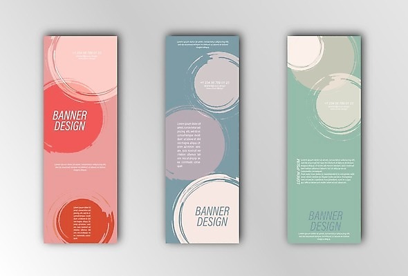 EPS 해외이미지 세로배너 분홍색 일러스트 사람없음 초록색 원형 질감 겹침 민트색 배너세트 해외202105 해외일러스트 도형 배너 컬러 세로 세트 파일형식 벡터