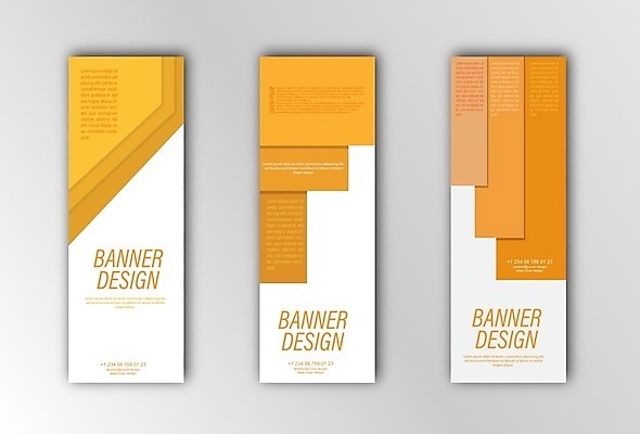 EPS 해외이미지 세로배너 일러스트 사람없음 사각형 주황색 흰색 겹침 배너세트 해외202105 해외일러스트 도형 배너 컬러 세로 세트 파일형식 벡터