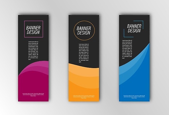 EPS 해외이미지 세로배너 곡선 일러스트 사람없음 파란색 보라색 검은색 주황색 웨이브 배너세트 해외202105 해외일러스트 배너 선 컬러 세로 세트 파일형식 벡터
