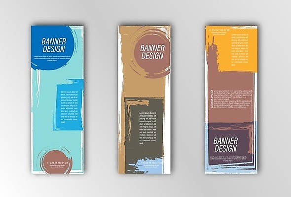 EPS 해외이미지 세로배너 하늘색 일러스트 사람없음 갈색 빈티지 질감 배너세트 해외202105 해외일러스트 배너 컬러 컨셉 세로 파란색 세트 파일형식 벡터