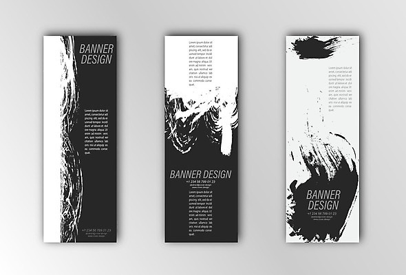 EPS 해외이미지 세로배너 일러스트 사람없음 검은색 물감 흰색 질감 배너세트 해외202105 해외일러스트 배너 컬러 세로 세트 미술도구 파일형식 벡터