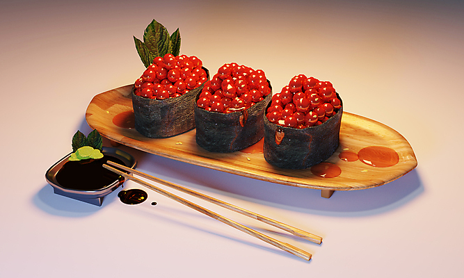 포토 JPG 해외이미지 음식 사람없음 3D 초밥 간장 나무젓가락 군함말이초밥 나무접시 연어알 해외202105 해외포토 접시 젓가락 알 양념 디지털합성 일본음식 파일형식