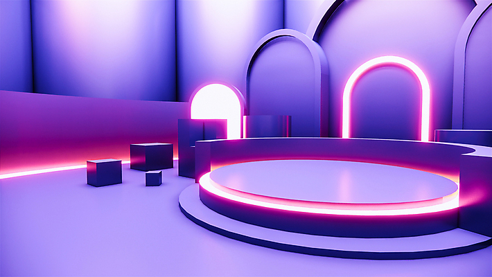 포토 JPG 해외이미지 일러스트 사람없음 3D 보라색 기하학 단상 포디움 해외202105 해외포토 컬러 무늬 무대 디지털합성 파일형식