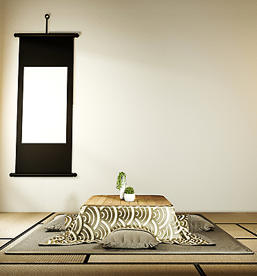 포토 JPG 해외이미지 일본문화 실내 따뜻함 동양인 사람없음 인테리어 3D 찻주전자 코타츠 해외202105 해외포토 동양문화 디자인 외국문화 주전자 인종 내부 디지털합성 난방용품 파일형식