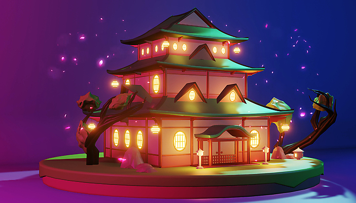 포토 JPG 해외이미지 일러스트 사람없음 3D 일본 성 야간 기하학 일본성 폴리곤 로우폴리 해외202105 해외포토 자연요소 건축물 아시아 무늬 디지털합성 파일형식