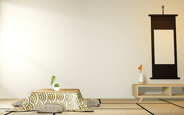 포토 JPG 해외이미지 일본문화 실내 따뜻함 동양인 사람없음 인테리어 3D 찻주전자 코타츠 해외202105 해외포토 동양문화 디자인 외국문화 주전자 인종 내부 디지털합성 난방용품 파일형식