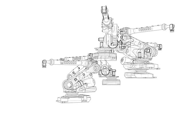 EPS 해외이미지 무료이미지 산업 일러스트 공장 사람없음 3D 기계 제조 로봇 청사진 자동화 해외202105 해외일러스트 공업 디지털합성 파일형식 벡터