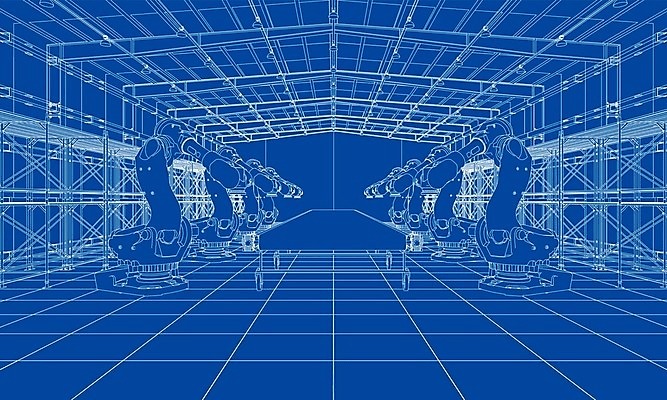 EPS 해외이미지 산업 일러스트 공장 선반 사람없음 3D 기계 작업실 제조 로봇 창고 청사진 자동화 해외202105 해외일러스트 가구 공업 디지털합성 파일형식 벡터