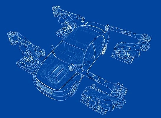 EPS 해외이미지 산업 일러스트 공장 자동차 사람없음 3D 기계 제조 로봇 청사진 자동화 해외202105 해외일러스트 육상교통 공업 디지털합성 파일형식 벡터