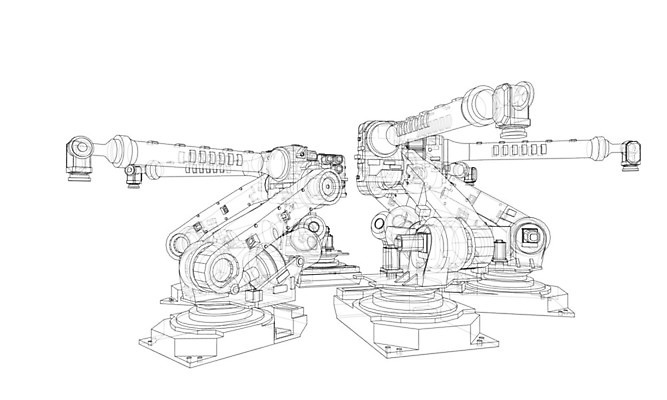 EPS 해외이미지 산업 일러스트 공장 사람없음 3D 기계 제조 로봇 청사진 자동화 해외202105 해외일러스트 공업 디지털합성 파일형식 벡터
