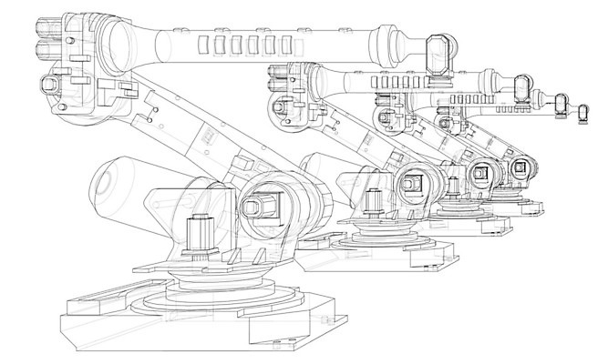 EPS 해외이미지 산업 일러스트 공장 사람없음 3D 기계 제조 로봇 청사진 자동화 해외202105 해외일러스트 공업 디지털합성 파일형식 벡터