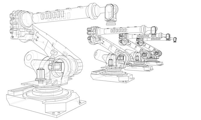 EPS 해외이미지 산업 일러스트 공장 사람없음 3D 기계 제조 로봇 청사진 자동화 해외202105 해외일러스트 공업 디지털합성 파일형식 벡터