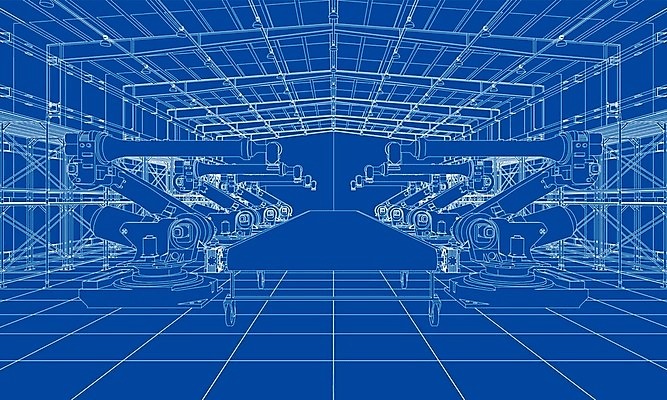 EPS 해외이미지 산업 일러스트 공장 선반 사람없음 3D 기계 작업실 제조 로봇 창고 청사진 자동화 해외202105 해외일러스트 가구 공업 디지털합성 파일형식 벡터