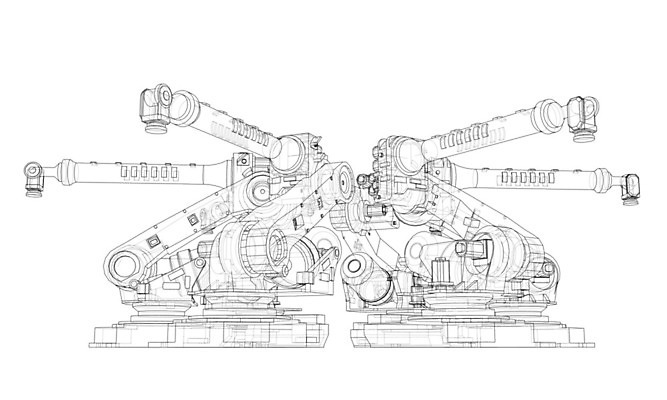 EPS 해외이미지 산업 일러스트 공장 사람없음 3D 기계 제조 로봇 청사진 자동화 해외202105 해외일러스트 공업 디지털합성 파일형식 벡터