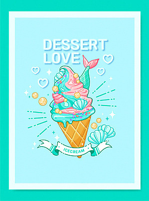 리본 하늘색 일러스트 디저트 타이포그라피 사람없음 조개껍데기 달콤 진주 토핑 콘아이스크림 국내일러스트 AI파일 문자 음식 조개 아이스크림 파란색 맛 보석 파일형식 벡터