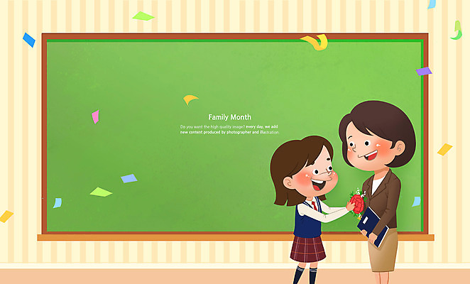 전신 PSD 학생 여자 일러스트 학교 청소년 서기 들기 성인 두명 교사 칠판 스승의날 카네이션 감사 꽃가루 가정의달 사제지간 여자만 국내일러스트 직업 교육 기념일 꽃 감정 모션 사람 5월 가루 파일형식