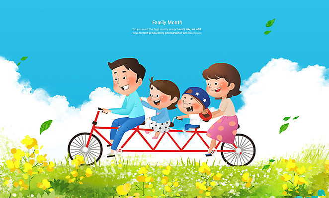 전신 PSD 구름 여자 남자 꽃 어린이 일러스트 가족 엄마 나뭇잎 소녀 소년 초원 여러명 성인 소풍 화목 봄 아빠 승차 5월 가정의달 4인용자전거 국내일러스트 자연요소 식물 계절 다수 컨셉 잎 관계 모션 사람 야외활동 자전거 날짜 파일형식