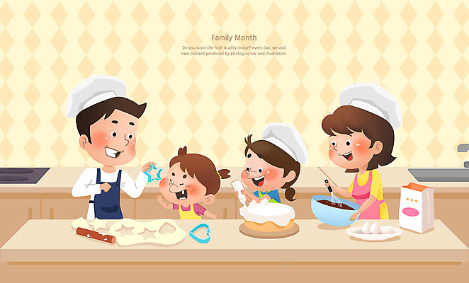 PSD 여자 남자 어린이 일러스트 가족 엄마 요리사모자 요리 들기 소녀 여러명 상반신 성인 제과 케이크 주방 화목 아빠 5월 만들기 제빵 가정의달 쿠키틀 베이지색 쿠킹클래스 국내일러스트 모자_잡화 컬러 다수 컨셉 관계 모션 디저트 사람 제과제빵 요리사 날짜 제빵도구 클래스 파일형식
