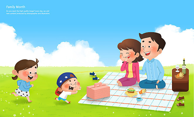 전신 PSD 구름 여자 남자 어린이 일러스트 가족 엄마 웃음 앉기 소녀 소년 초원 여러명 성인 달리기 소풍 화목 아빠 5월 돗자리 가정의달 놀기 소풍바구니 국내일러스트 자연요소 다수 컨셉 관계 모션 표정 사람 야외활동 바구니 날짜 파일형식